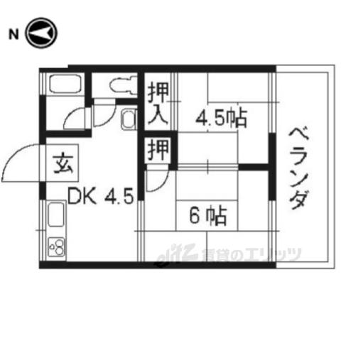 若竹ハイツ(2DK/1階)の間取り写真
