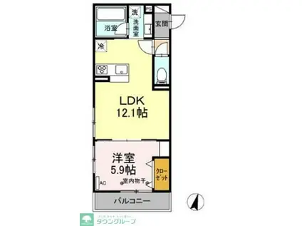 ウェルデンスDーSTAY B(1LDK/3階)の間取り写真