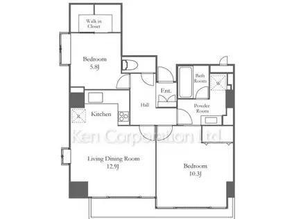 品川プリンスレジデンス(2LDK/8階)の間取り写真