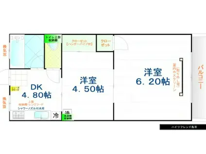 ハイツフレンド鳥羽(2K/2階)の間取り写真