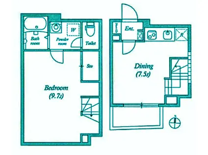 リーガランド西小山(1DK/1階)の間取り写真