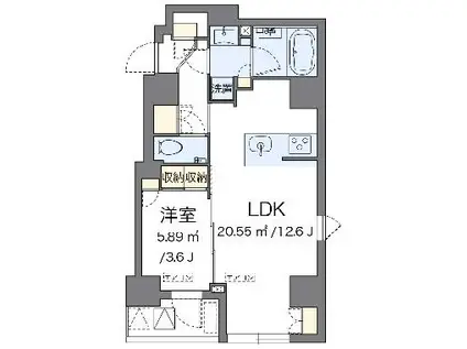 ラヴィエ銀座東(1LDK/2階)の間取り写真