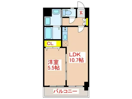 パークサイド加治屋町(1LDK/2階)の間取り写真