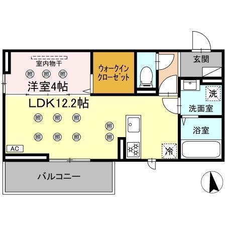 D-RESENA SOLAIRE(1LDK/3階)の間取り写真
