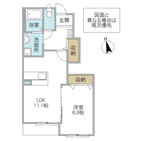 ソレイユ A(1LDK/1階)の間取り写真