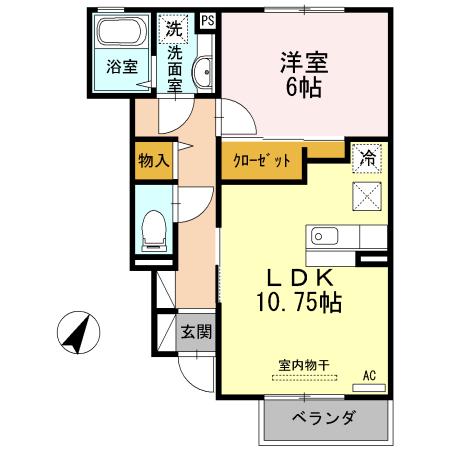 サワディー ファン バーンA(1LDK/1階)の間取り写真