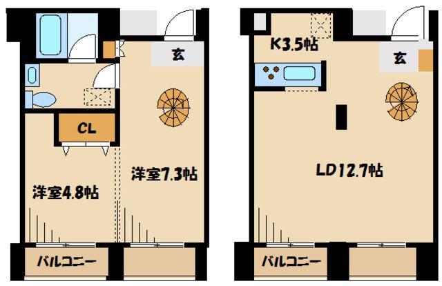 コート向ヶ丘(2LDK/4階)の間取り写真