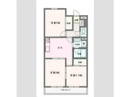 エルベール新町I号館(2LDK/3階)の間取り写真