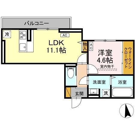 D-セアリス黒砂(1LDK/2階)の間取り写真