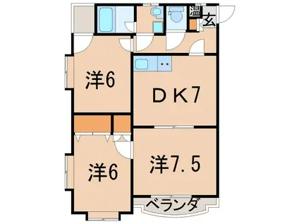 ピュアクレール清明町(3DK/1階)の間取り写真