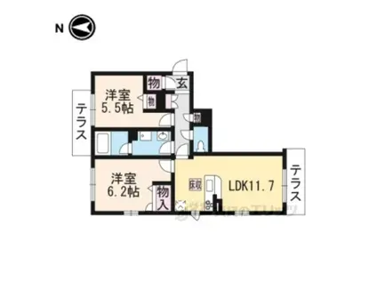 シャーメゾン レビエ(2LDK/1階)の間取り写真