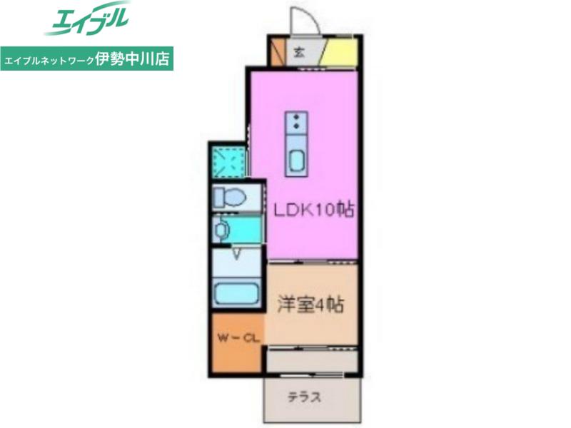 ユニヴァリィF(1LDK/1階)の間取り写真