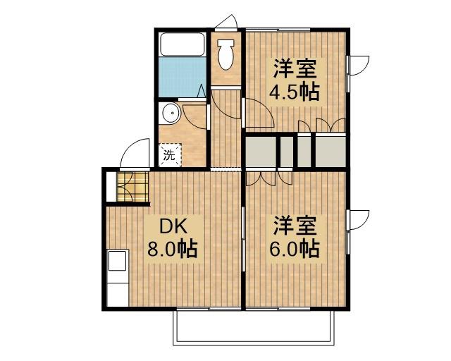 グランディールMB(2DK/2階)の間取り写真