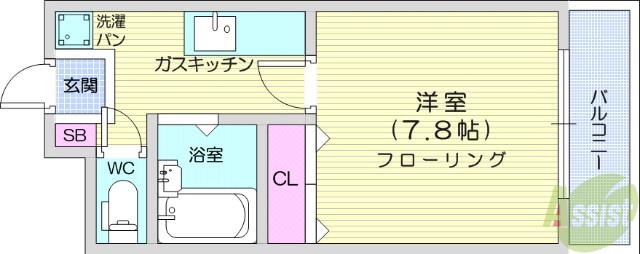 パークヒルズ子平町(1K/3階)の間取り写真