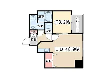 リップル南森町(1LDK/6階)の間取り写真