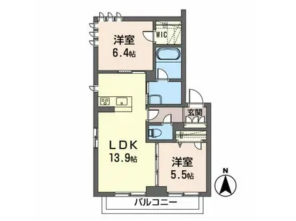 クレール富沢西A(2LDK/3階)の間取り写真