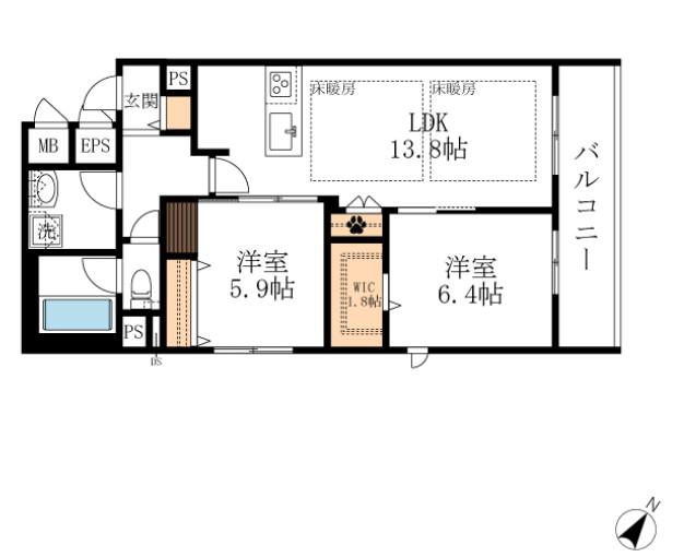 VICTOIRE 南流山(2LDK/2階)の間取り写真
