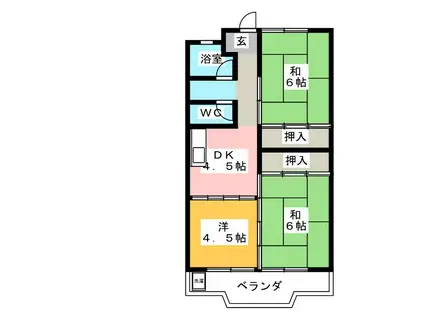 杉野コーポ(3DK/5階)の間取り写真