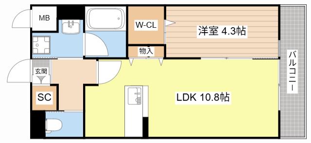 エクリプス(1LDK/2階)の間取り写真