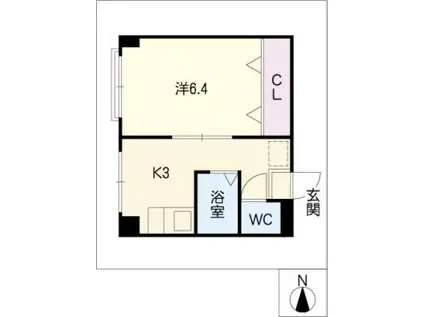 ニシオビル(1K/4階)の間取り写真