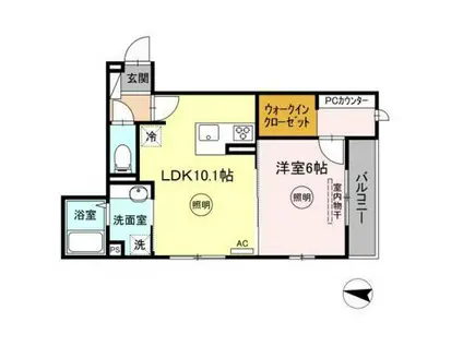 ラルーチェCD C棟(1LDK/2階)の間取り写真