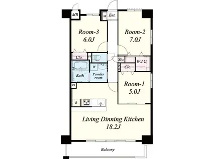 ポルトリエール姫路東(3LDK/4階)の間取り写真