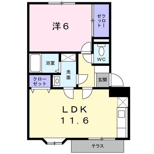 カームシーサイド(1LDK/1階)の間取り写真