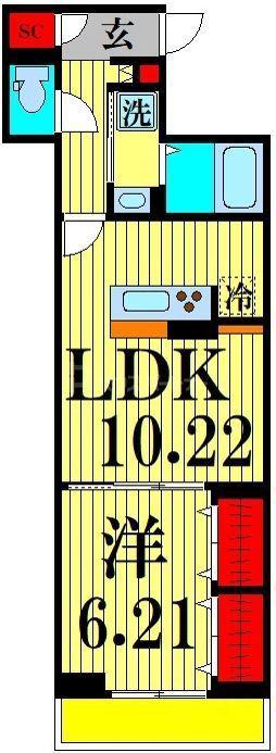 アナシエ亀有(1LDK/3階)の間取り写真