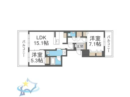 シティホーム円山ザ・ヴィラ(2LDK/3階)の間取り写真