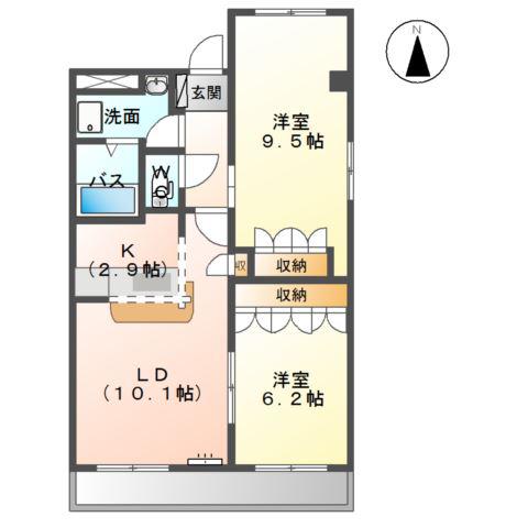 サンタモニカ・長良(2LDK/1階)の間取り写真