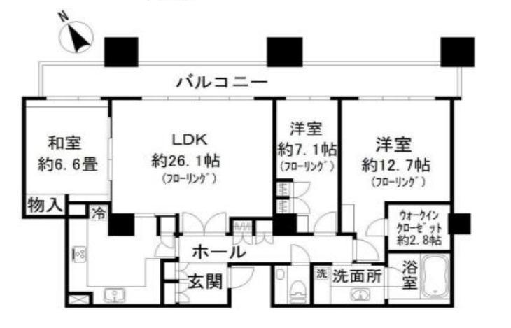 東京ツインパークスレフトウイング(3LDK/45階)の間取り写真