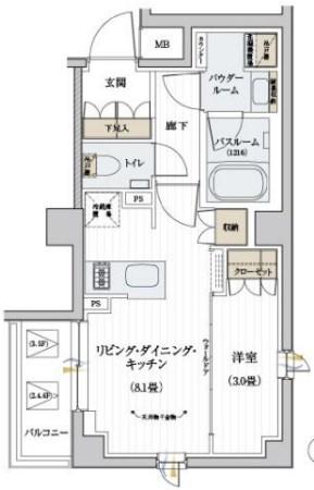 デュオステージ北千住2(1LDK/6階)の間取り写真