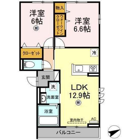 VILLA CITY C棟(2LDK/3階)の間取り写真