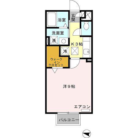 グランモアJII(1K/1階)の間取り写真