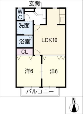コーポ双葉(2LDK/1階)の間取り写真