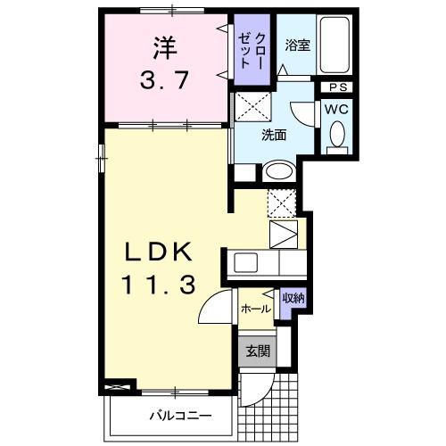 アミックスIIC(1LDK/1階)の間取り写真