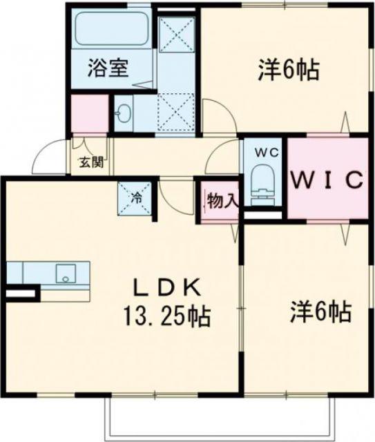 OLIVEN HAUS高辺(2LDK/1階)の間取り写真