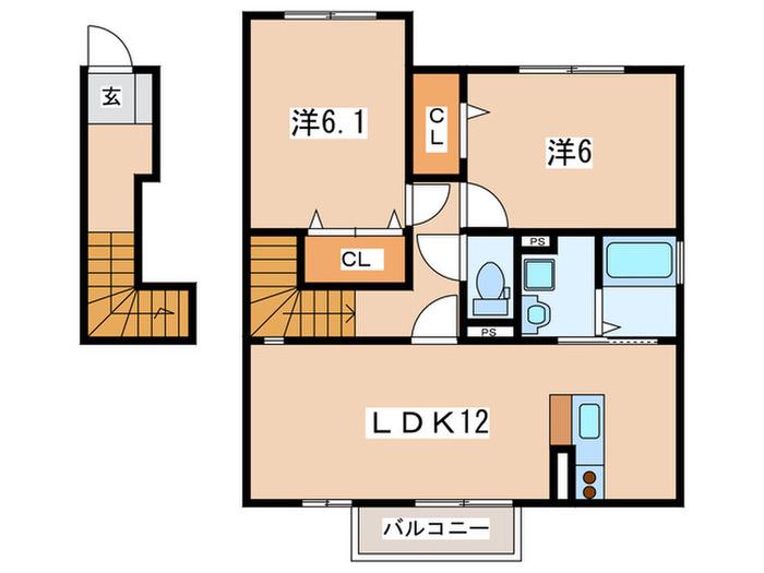 マ・メゾン(2LDK/2階)の間取り写真