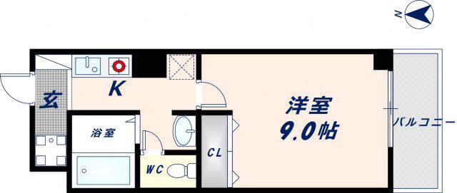 エムプラザ布施弐番館(1K/9階)の間取り写真
