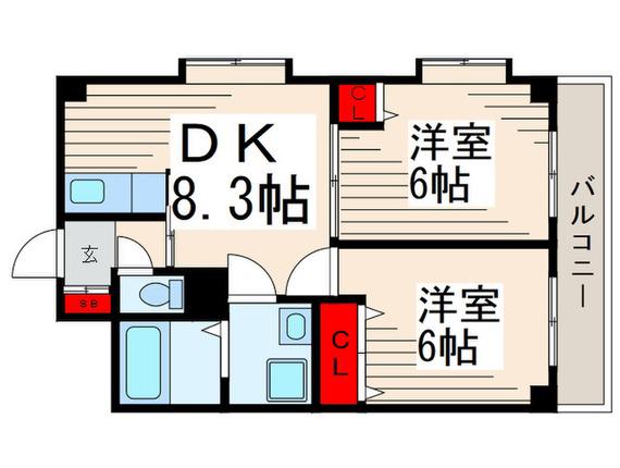マンション・コイム5(2LDK/5階)の間取り写真