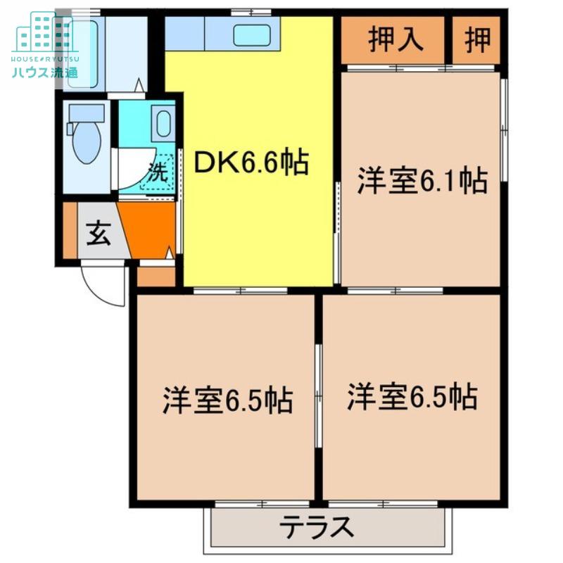 アーバンハイツ A棟(3DK/1階)の間取り写真