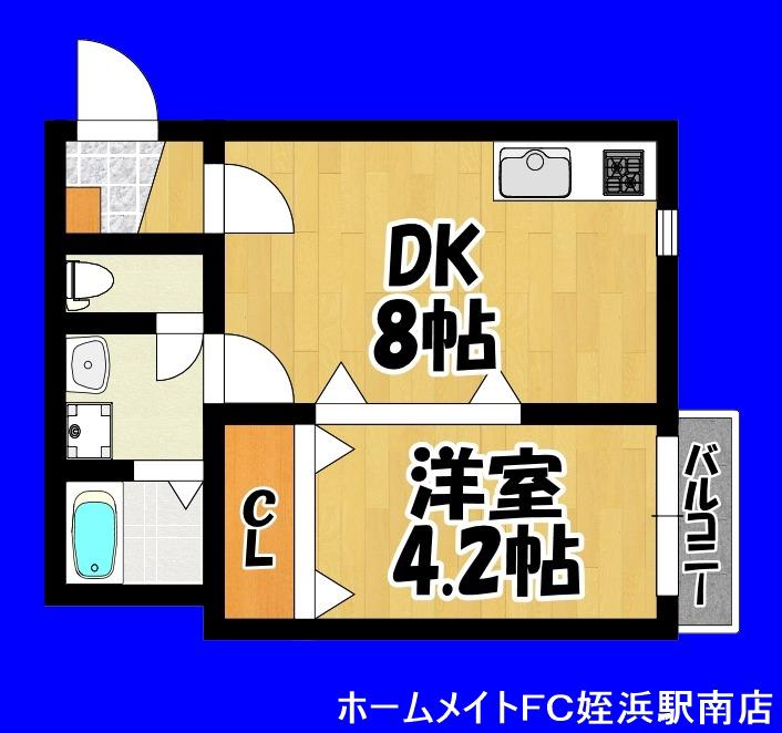 イージスコート前原(1LDK/3階)の間取り写真