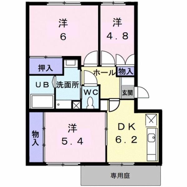 メゾンドール(3DK/1階)の間取り写真