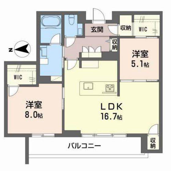 カーサ・カリダ(2LDK/3階)の間取り写真