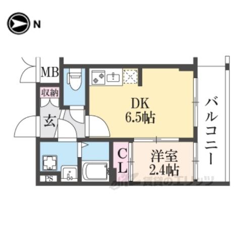 アドバンス京都レイズ(1DK/3階)の間取り写真