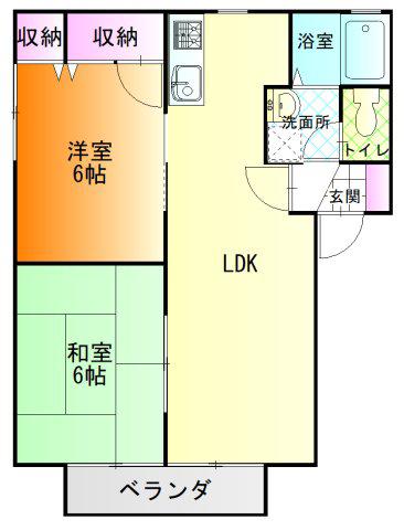 パークビューコートB(2LDK/1階)の間取り写真