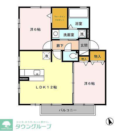 フレスカI(2LDK/2階)の間取り写真
