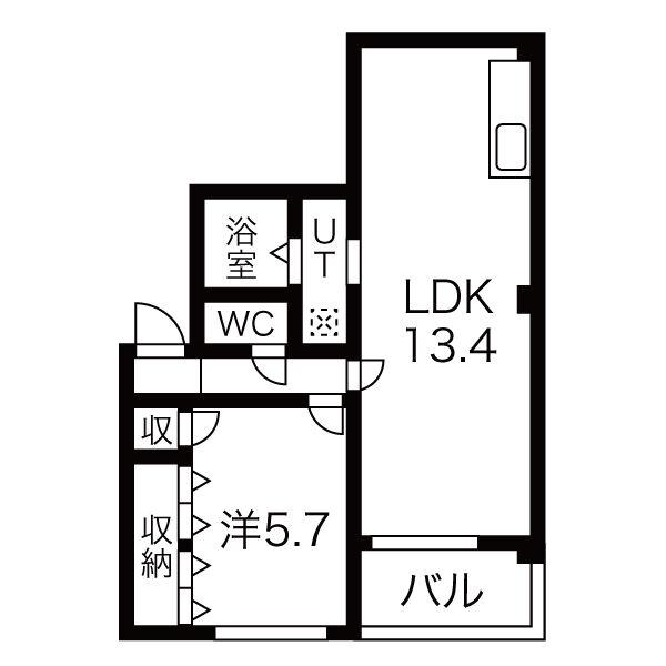 ルプソアール東山(1LDK/2階)の間取り写真