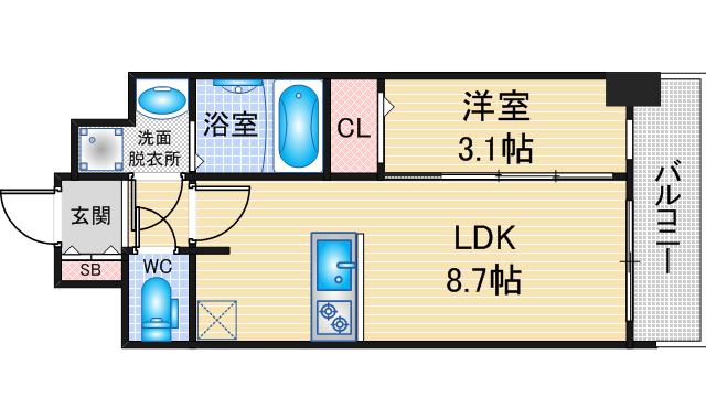 プレサンス新栄ユリシス(1LDK/11階)の間取り写真