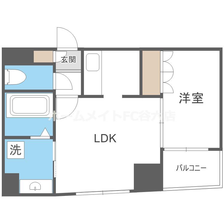 コスモ釣鐘町(1LDK/8階)の間取り写真